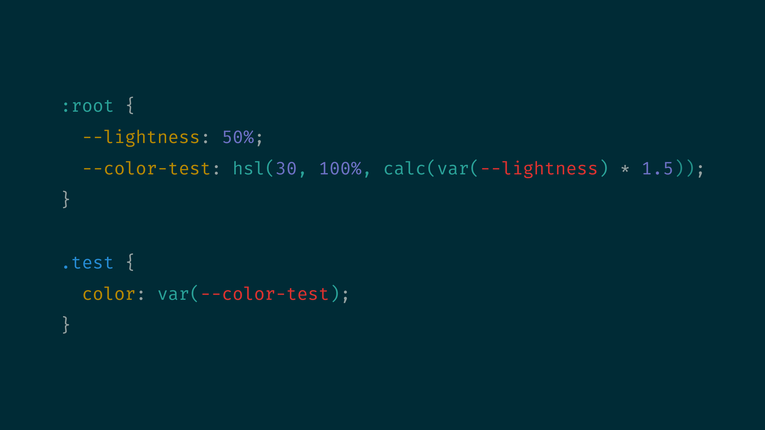 hsl()内でcalc()を利用し、それとCustom Propertiesを組み合わせ、色を機械的に生成するコードの例。